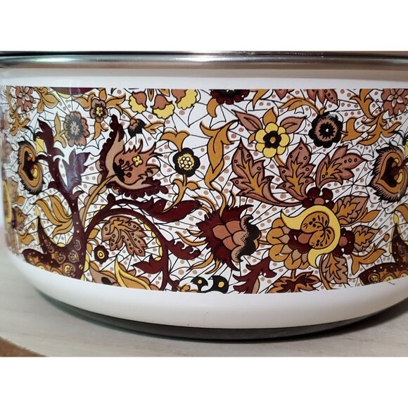 Prestige Japy Marne Brown Paisley Enamel Lidded Pot - Picture 4 of 10